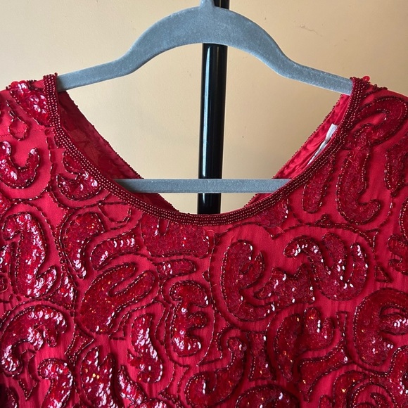 Vintage Red Sequin Embellished Blouse” - Picture 4 of 8